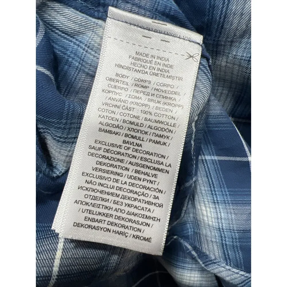 Lauren Ralph Lauren Black Label Plaid Cotton Twill Shirt Blue Womens Size 2X - Picture 12 of 14